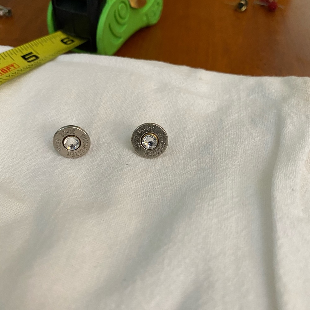 Silver bullet earrings